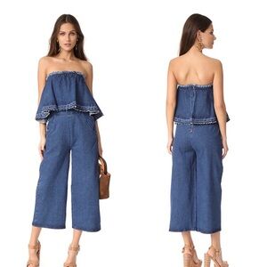 J.O.A. Los Angeles Wide Leg Jumpsuit - Blue (M)